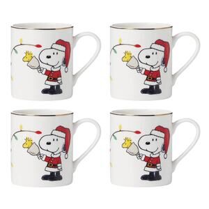 Lenox 896325 Peanuts Snoopy Christmas 4-pc. Mug Set, Multi NWT